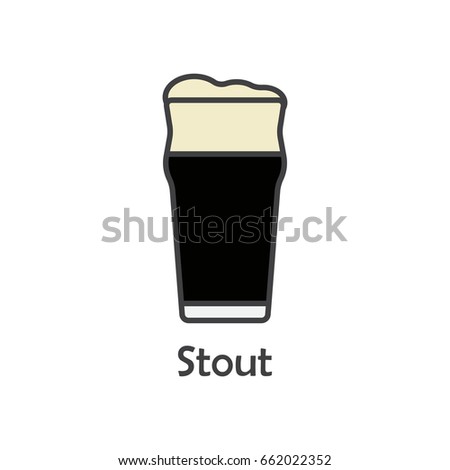 Beer glass line flat icon. Stout, porter dark beer.