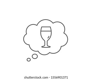 Beer glass line icon. Chat bubble design. Pub Craft beer sign. Brewery beverage symbol. Outline concept. Thin line beer glass icon. Vector