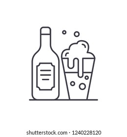 Beer and beer glass line icon concept. Beer and beer glass vector linear illustration, symbol, sign