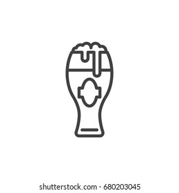 Beer glass line icon, outline vector sign, linear style pictogram isolated on white. Lager symbol, logo illustration. Editable stroke. Pixel perfect vector graphics