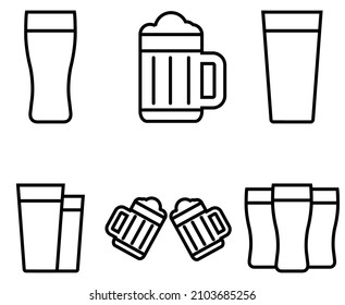 Icono de línea de vidrio de cerveza, logotipo vectorial aislado en fondo blanco