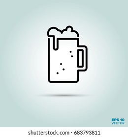 Beer in glass Line Icon Vector