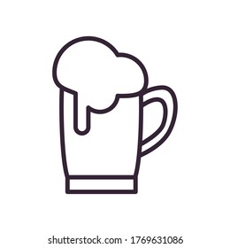 Beer glass line style icon design, Pub alcohol bar brewery drink ale and lager theme Vector illustration