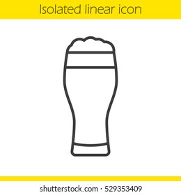 Beer glass linear icon. Thin line illustration. Full foamy light beer glass. Contour symbol. Vector isolated outline drawing