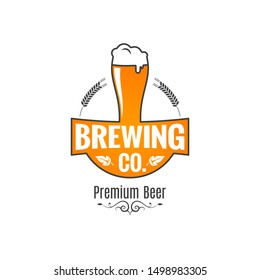 Beer Glass Logo Brewing Label On Stock Vector (royalty Free) 1498983305