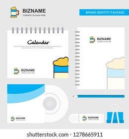 Beer glass Logo, Calendar Template, CD Cover, Diary and USB Brand Stationary Package Design Vector Template