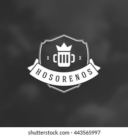 Beer Glass Logo Design Element in Vintage Style for Brewery retro vector illustration.