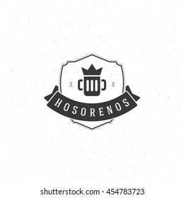 Beer Glass Logo Design Element in Vintage Style for Brewery retro vector illustration.