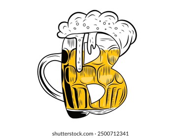 beer glass logo in the shape of the letter B on a white background