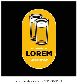 Beer Glass Logo Sticker Badge Design