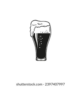 ilustración de la silueta del logotipo de vidrio de cerveza