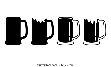 Beer glass mug, black isolated silhouette