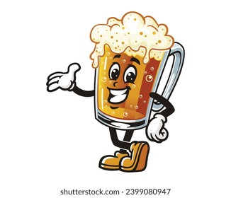 Beer Glass mug cartoon mascot illustration character vector clip art