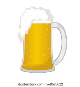 Beer in a glass mug, icon flat style. Isolated on white background. Vector illustration