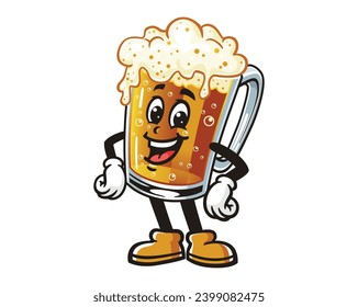 Beer Glass Mug laugh cartoon mascot illustration character vector clip art