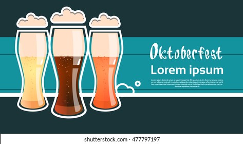 Beer Glass Mug Oktoberfest Festival Banner Flat Vector Illustration