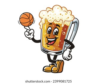 Beer Glass Mug jugando al baloncesto caricatura mascota ilustración personaje clip vectorial arte