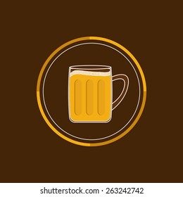 Beer glass mug round icon with foam cap froth bubble. Flat design Vector illustration