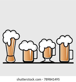 beer glass , beer with mug, vector
