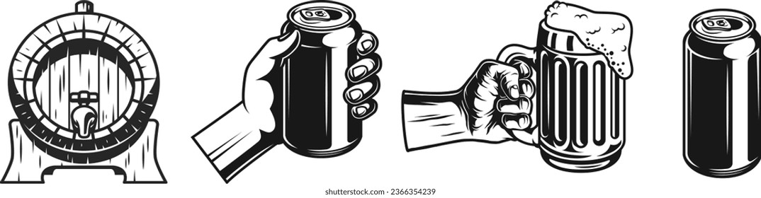 Beer Glass and mug vector design, set of beer, beer mug vector clip art