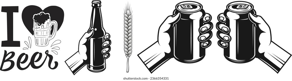 Beer Glass and mug vector design, set of beer, beer mug vector clip art