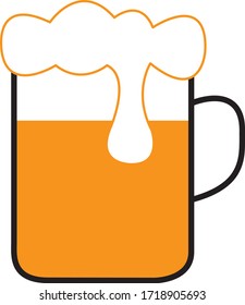 Beer glass mug vector icon with foam