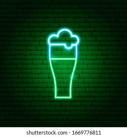 Beer Glass Neon Sign. Vector Illustration of Bar Promotion.