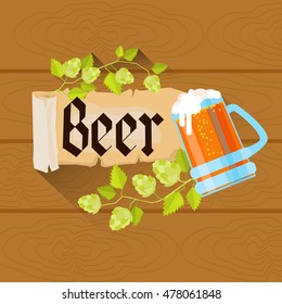 Beer Glass Oktoberfest Festival Holiday Decoration Banner Flat Vector Illustration