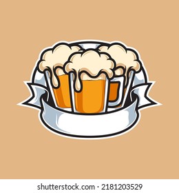 BEER GLASS OKTOBERFEST RIBBON LOGO