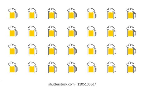 Beer glass on white background seamless pattern