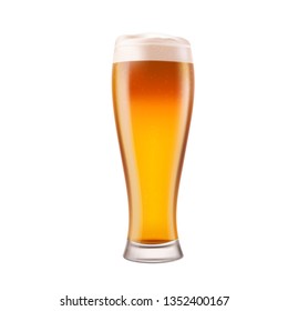 Beer in glass on white background. Vector illustration