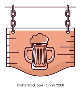 Beer glass on wood banner design, Pub alcohol bar brewery drink ale and lager theme Vector illustration