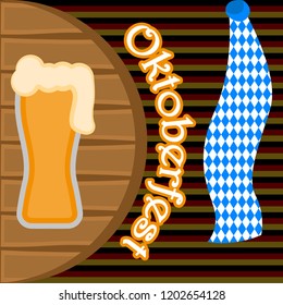 Beer glass on a wooden background. Oktoberfest. Vector illustration design