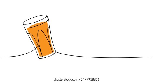 Beer glass one line colored continuous drawing. Beer pub products continuous one line illustration. Vector linear illustration.