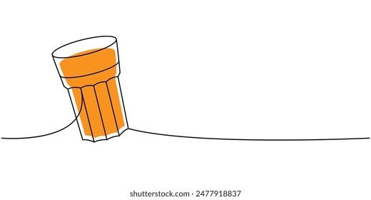 Beer glass one line colored continuous drawing. Beer pub products continuous one line illustration. Vector linear illustration.