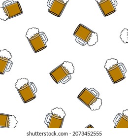 Patrón de vidrio de cerveza, pub, ilustración de vector de alcohol