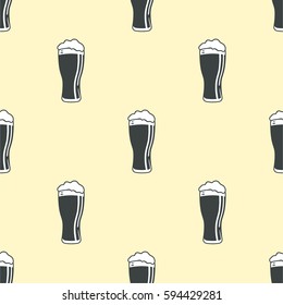 Beer glass pattern seamless background color set