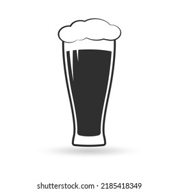 Beer glass, pint icon. Alcohol drink with foam. Vector illustration.