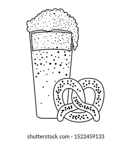 beer glass with pretzel oktoberfest celebration vector illustration design