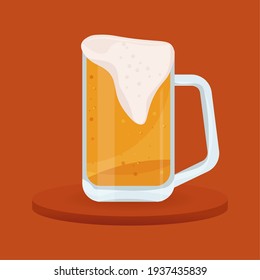 Bebidas de fondo rojo de vidrio de cerveza icono del pub- Vector