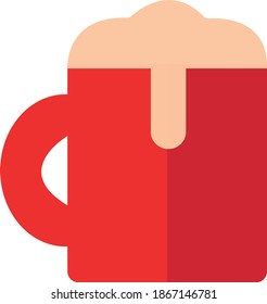 Beer Glass Red Color Flat Concept Illustration