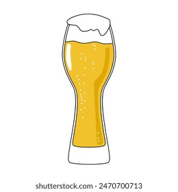 Beer in a glass. Refreshing alcoholic beverage on a white background. Vector illustration.