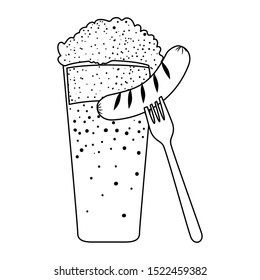 beer glass with sausage oktoberfest celebration icon vector illustration design