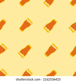 Beer glass seamless pattern, great design for any purposes. Doodle style. Hand drawn image. Color repeat template. Party drinks concept. Freehand drawing. Cartoon sketch graphic draft. Vector.
