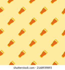 Beer glass seamless pattern, great design for any purposes. Doodle style. Hand drawn image. Color repeat template. Party drinks concept. Freehand drawing. Cartoon sketch graphic draft. Vector.
