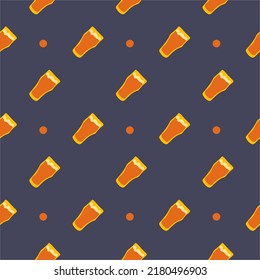 Beer glass seamless pattern, great design for any purposes. Doodle style. Hand drawn image. Color repeat template. Party drinks concept. Freehand drawing. Cartoon sketch graphic draft. Vector.
