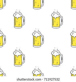 Beer glass seamless pattern,Vector,Illustration.