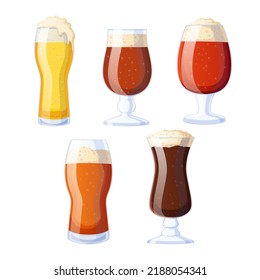 beer glass set cartoon. pint mug, bar alcohol, drink cup, pub foam, liquid draft beer glass vector illustration