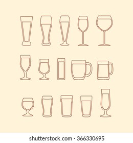 Beer glass shape collection made in vector in flat minimalist style. Perfect for any business related to the beer production and consumption.