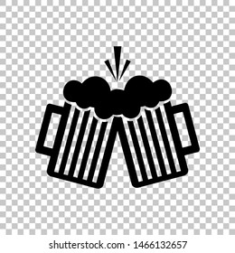 Beer glass sign. Black icon on transparent background. Illustration.